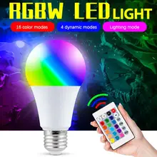 5/10/15w e27 rgb lâmpada de controle remoto inteligente 16 cores colorido lâmpada led rgbw lâmpada