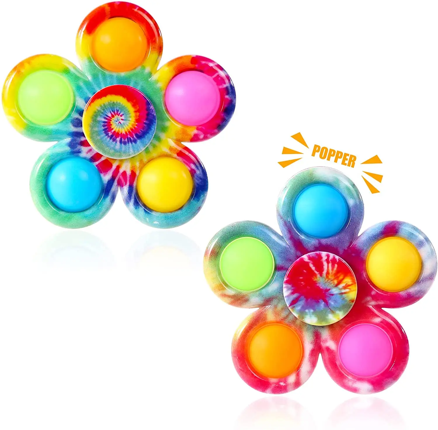 Tie Dye Simple Fidget Spinner Push Pop Bubble Hand Spinner for ADHD Anxiety Stress Relief Bulk Sensory Party Favor for Kids