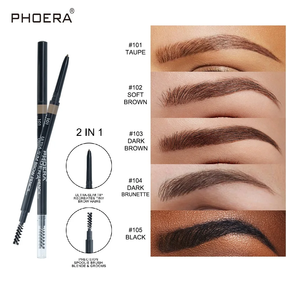 

PHOERA 5 Color EyeBrow Pencil Cosmetics Tint Natural Long Lasting Paint Tattoo Eyebrow Waterproof Black Brown Eye Makeup TSLM2