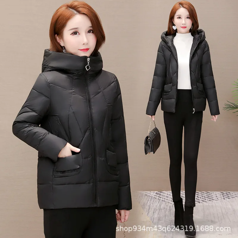 

2019 Winter New Style WOMEN'S Cotton-padded Clothes Cap Collar Multi-color Short Solid Color Cover Meat Versatile Slimming Slim