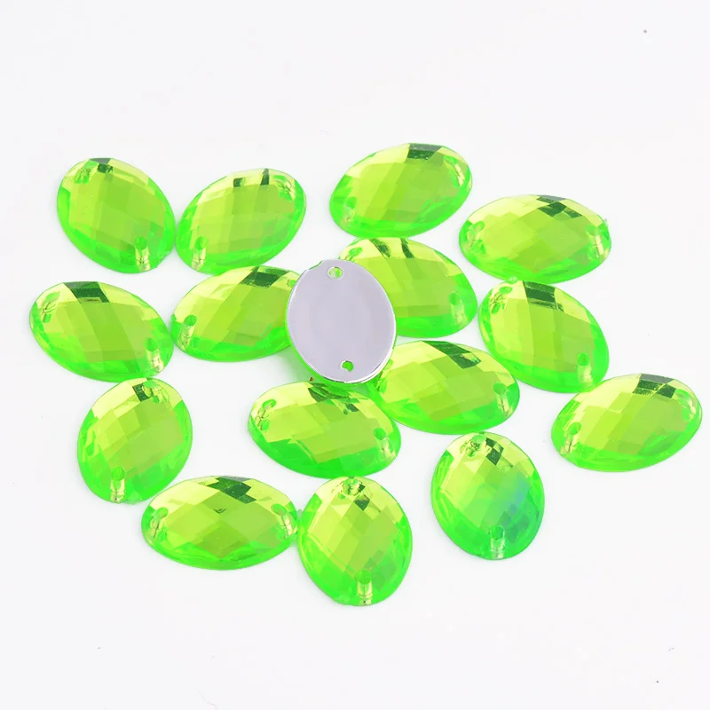 Middle Green JUNAO 18*25 мм шитье прозрачный белый цвет овальные Стразы с плоской задней стороной акриловые стразы аппликации Пришивные кристаллы Камни для одежды - Цвет: Middle Green