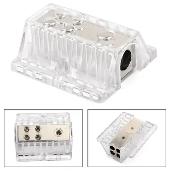 

Areyourshop Automotive Distribution Block 1x4 In 4x8GA Out Splitter Fuse Box Splitter Nickel Plated Clear Cover