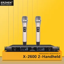 Беспроводной SystemX-2600 профессиональный микрофон 2 канала VHF Профессиональный 2 ручной микрофон сценический караоке беспроводной микрофон