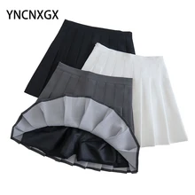 

Women's Skirt Plaid Mini Pleated Skirts Korean Fashion A-line Women High Waist Black College Style Wild Student Pleated Skirt