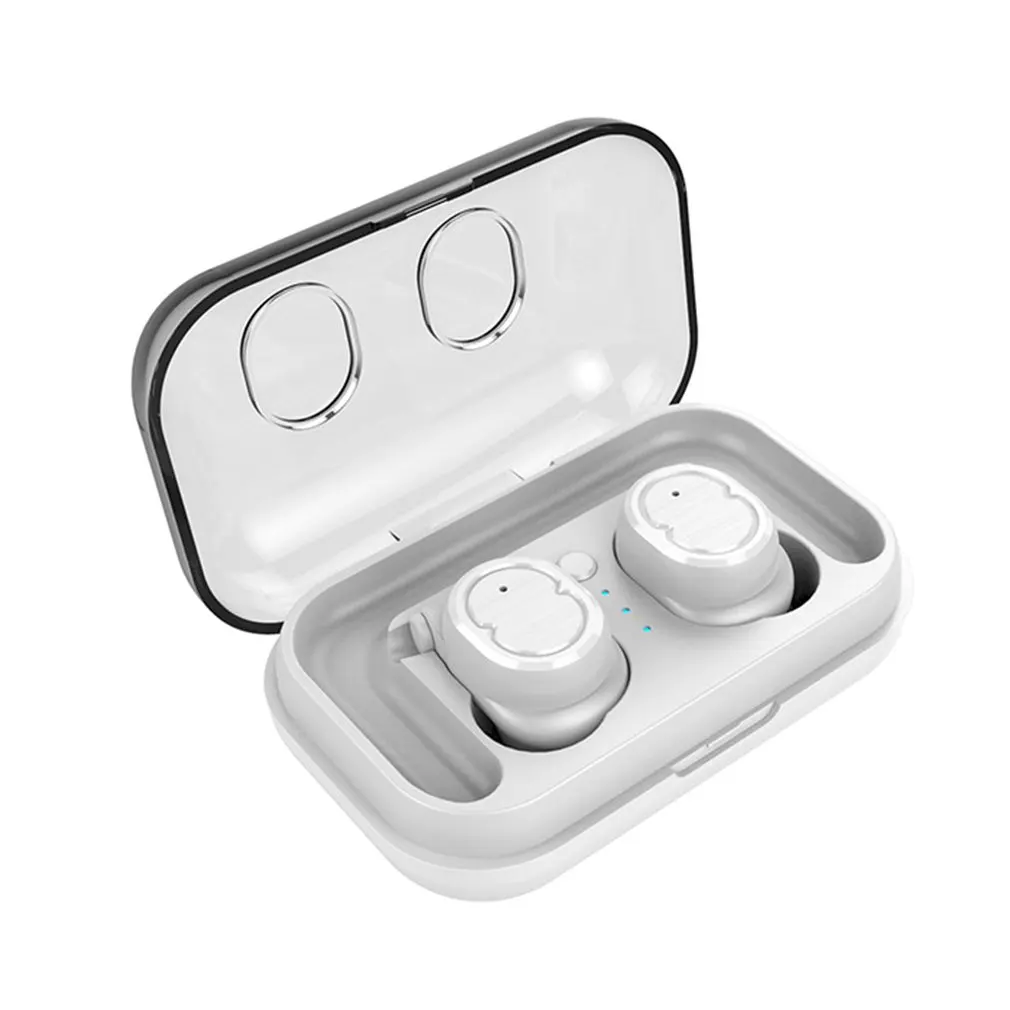 Белый 5,0 bluetooth-гарнитура TWS настоящие беспроводные наушники 5D стерео водонепроницаемые беспроводные большие емкости сенсорные беговые мини спортивные наушники - Цвет: Белый