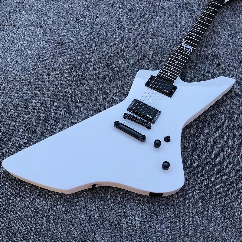 New 6-string special-shaped electric guitar white painted rose fingerboard inlaid with small snake active pickup postage | Спорт и