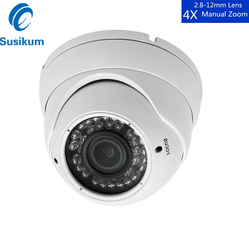 

1080P Security Camera CCTV Surveillance 2.8-12mm Manual Lens IR Distance 20M Vandal-proof Metal Dome Camera For Home