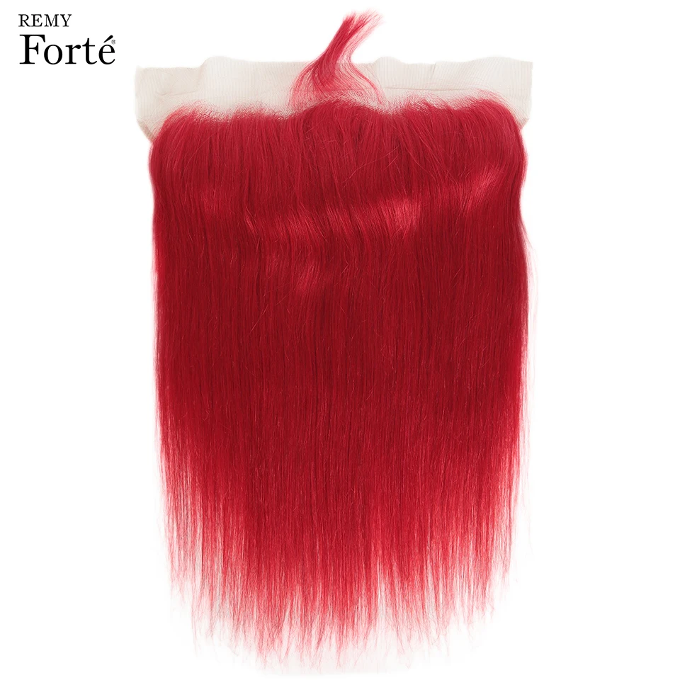 Remy Forte Straight Hair Bundles With Closure Red Bundles With Frontal Remy Brazilian Hair Weave Bundles 3/4 Red Hair Bundles