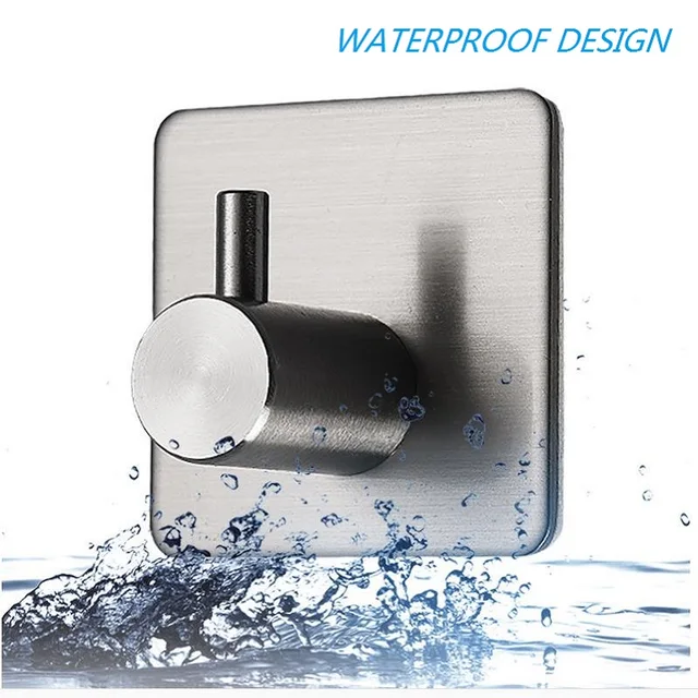 4PCS ตะขอห้องน้ําสําหรับห้องครัวประตูแขวนผนัง Hooks แขวน Self กาวผ้าเช็ดตัว Hook 304 สแตนเลส 3