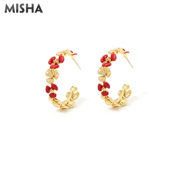 

MISHA Fashion Earrings For Women Enamel Glaze 4 Colors Hoop Earrings Charms Jewelry Earrings For Young Girls Ladies Gifts
