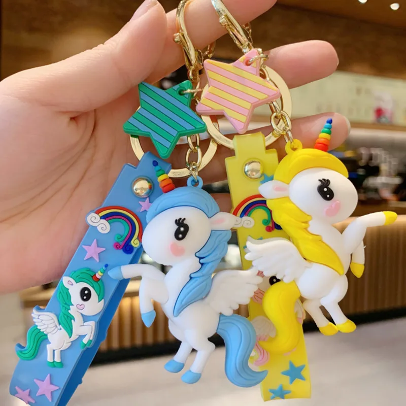 Unicorn Keychain Female Cute Cartoon Doll Car Key Lanyard Bag Phone Pendant Couple Lover Girl Gift Kawaii Child Toy Accessories 2