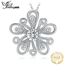 JewelryPalace Cubic Zirconia CZ Milgrain Filigree Blossom Flower Pendant Necklace Without Chain 925 Sterling Silver Jewelry Gift