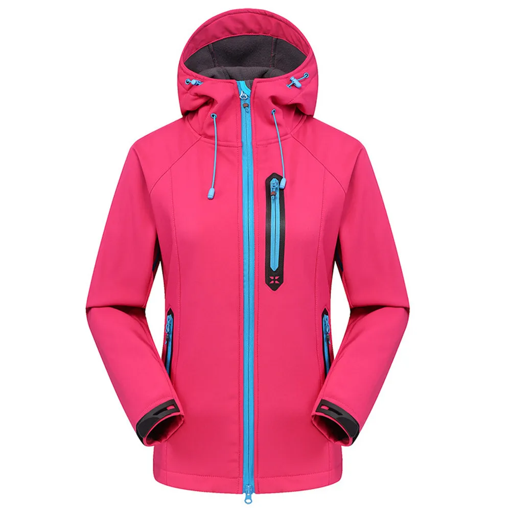 CHAMSGEND Outdoor Women's Softshell Jacket Jacket Jacket Solid Color Jacket Dropshipping - Цвет: Hot Pink