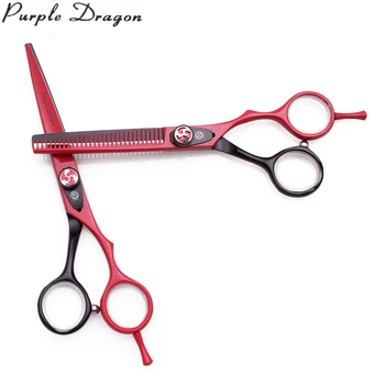 

Haircut Set 5.5" Purple Dragon JP Stainless Thinning Shears Barber Cutting Scissors Professional Hairdressing Scissors Red Z1018