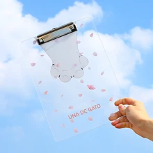 Прозрачный акриловый держатель для бумаги с рисунком из мультфильма A4 блокнот для рисования доска с зажимом канцелярская папка для файлов студенческий офис