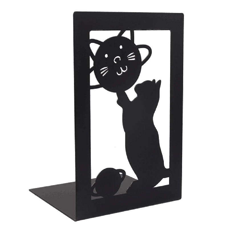Book Holder Book Organizer Hollow-out Metal Bookends Hourglass Design Metal Bookends for Home Office Decorative Book Stoppers