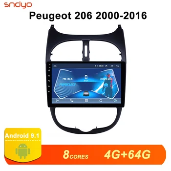 

car Multimedia player for Peugeot 206 2000-2016 radio DVD stereo GPS Navigator Android support SWC WiFi DSP BT Head unit