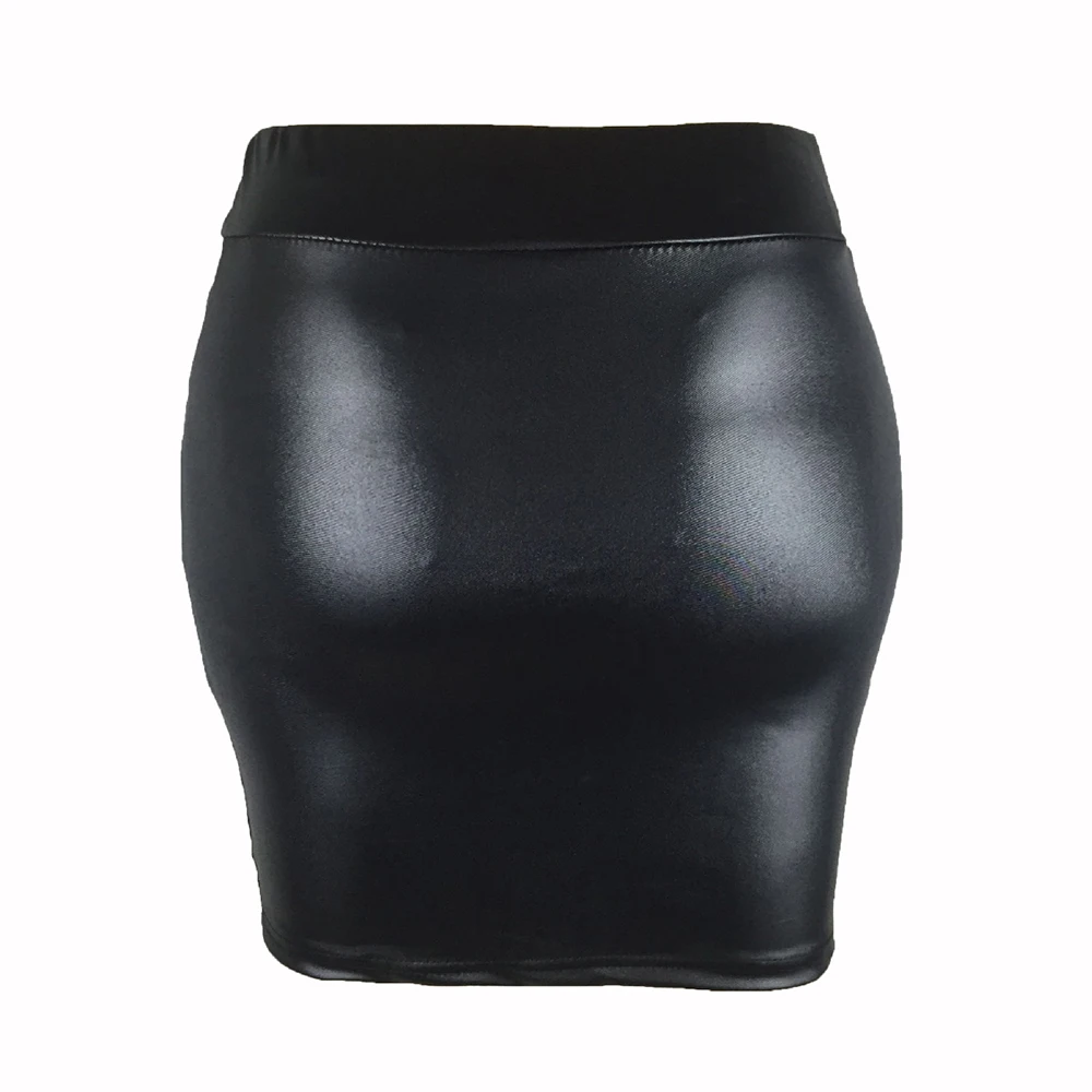 Fashion Women Skirt Black Solid Faux Leather Sexy Bodycon Autumn Pencil Skirts Plus Size High Waist Mini Skirt Club Night