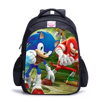

16Inch Children Mochila Cartoon School Backpack Sonic Bookbag The Hedgehdg for Boys&girls Mochila Escolar