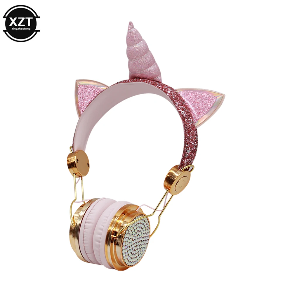 Unicorn Headphones Cute Girl casco Wired Headset with microphone Christmas Gift Music StereoPhone PC MP3 Tablet Headphone | Электроника