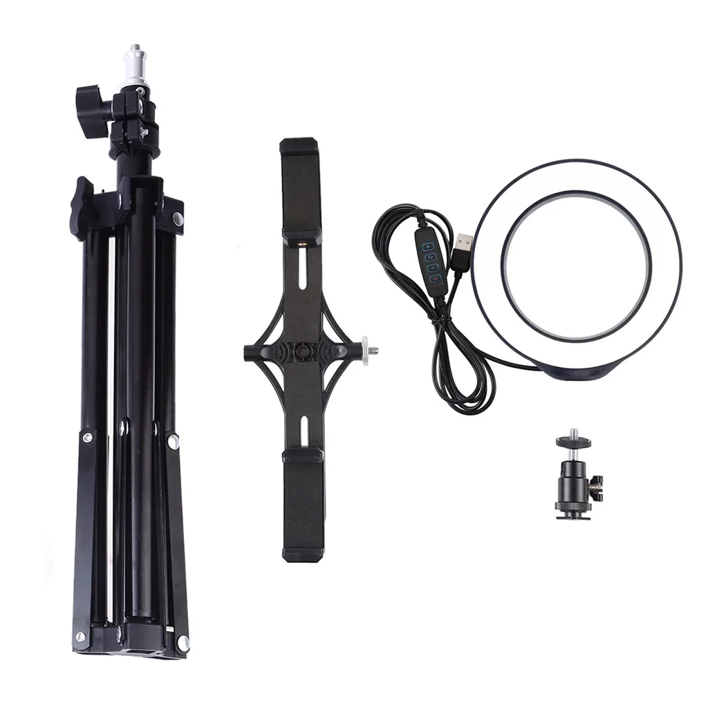 10 дюймовое светодиодное кольцо для селфи с регулируемой яркостью USB кольцевая