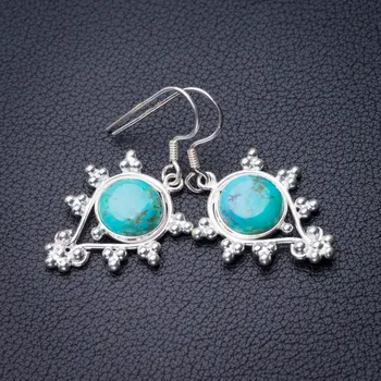 

StarGems Natural Turquoise Handmade 925 Sterling Silver Earrings 1.5" D7198