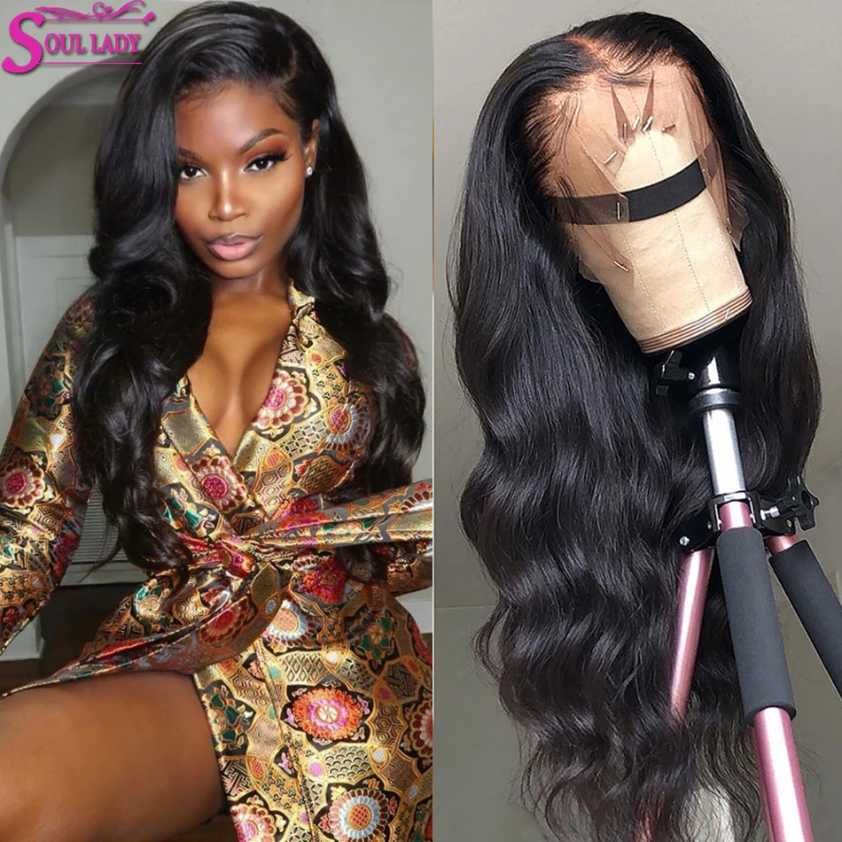 Online 13x6 pelucas frontales de encaje transparentes pre desplumadas del cuerpo peruano onda de encaje frontal Peluca de cabello humano blanqueado nudo Peluca de encaje para las mujeres