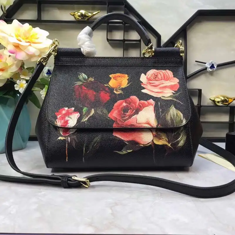 genuine cowhide five color printing fashionable women's hand-held Single Shoulder Messenger Bag - Цвет: Picture color