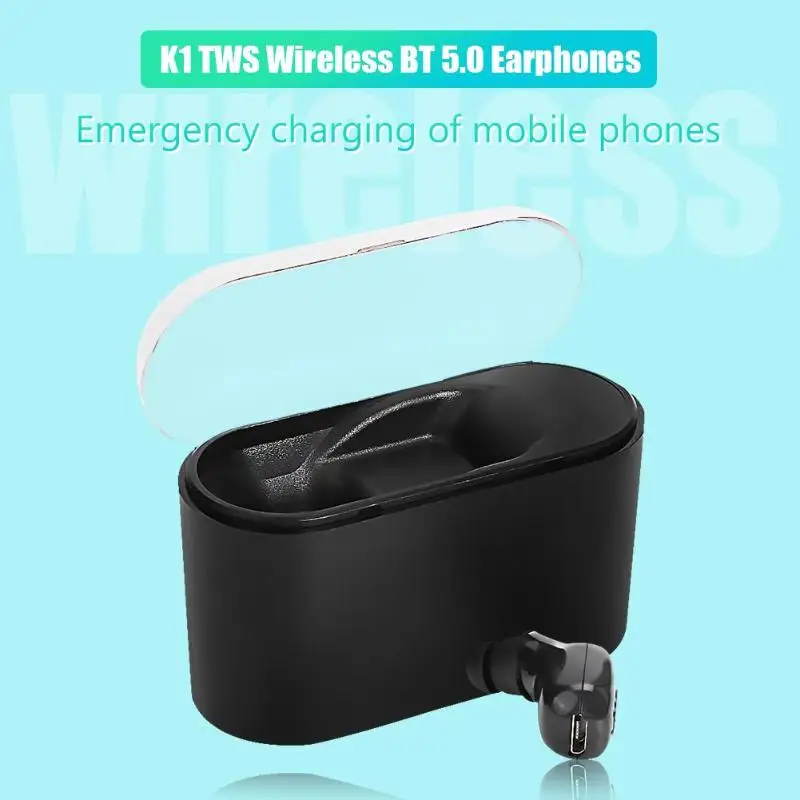 K1 TWS Мини bluetooth гарнитура беспроводная Bluetooth 5,0 Наушники Hi-Fi стерео наушники спортивная Гарнитура Bluetooth гарнитура для бега
