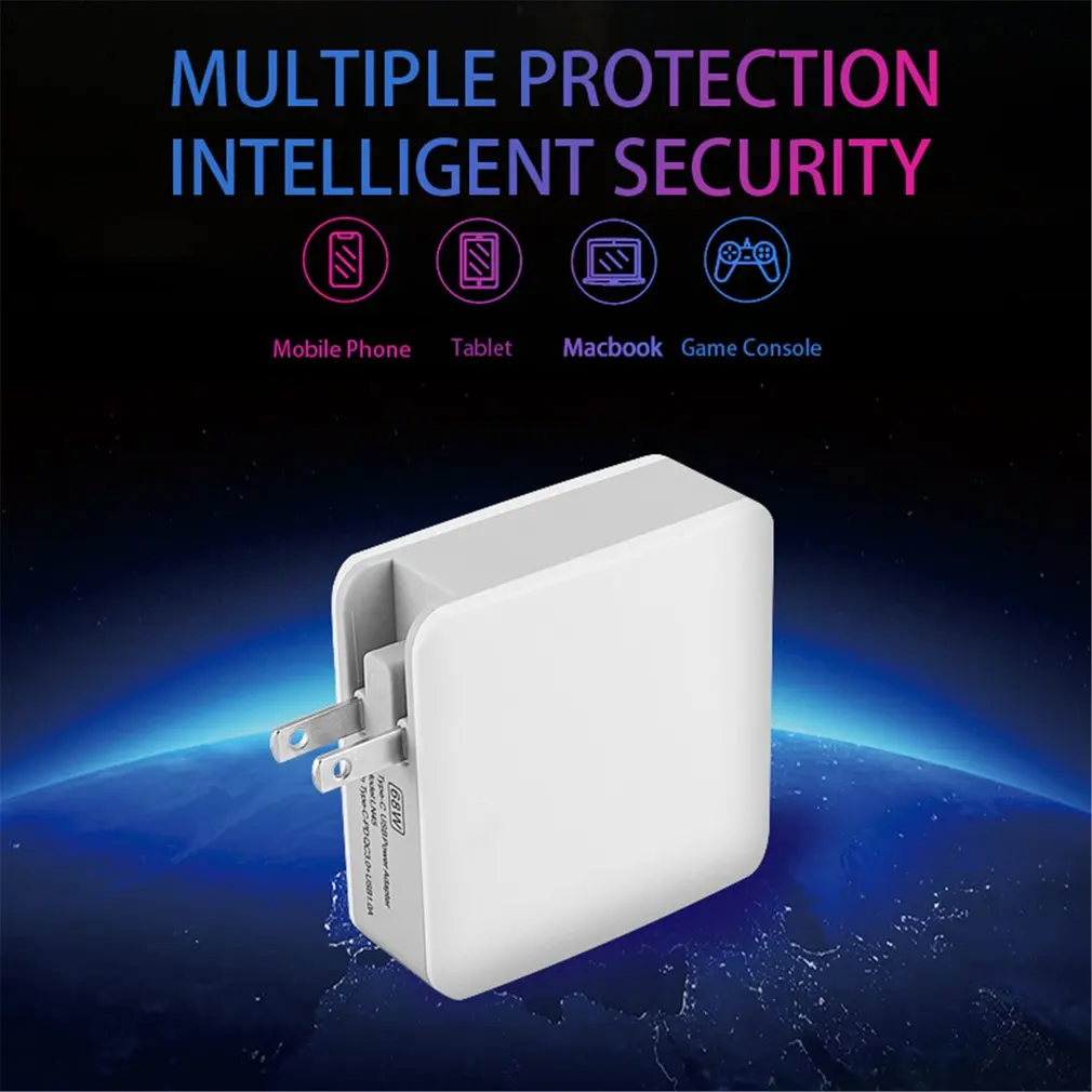 68 Вт PD+ QC3.0 зарядное устройство Быстрая зарядка usb зарядная станция type-C адаптер питания Универсальный мобильный телефон Настольный