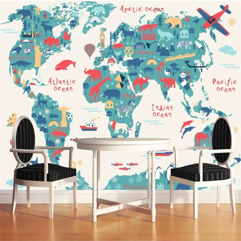 Beibehang-Customized-large-mural-cartoon-version-world-map-children-s-room-background-wall-kindergarten-mural (1)