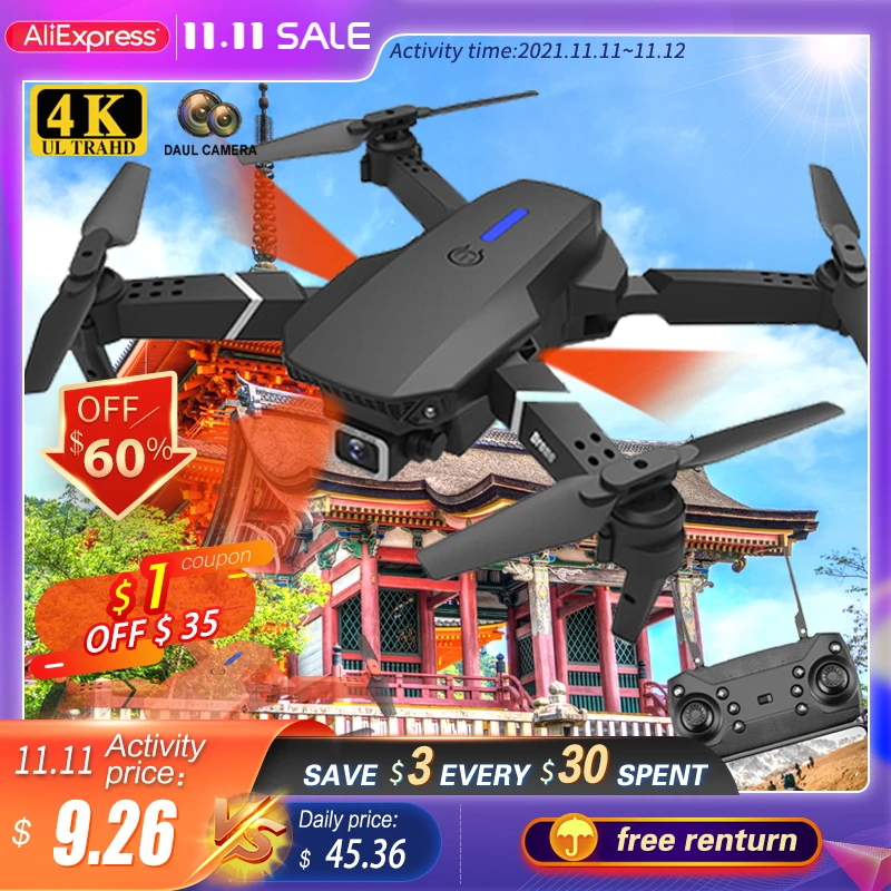 Квадрокоптер E525 Pro складной с двойной HD-камерой Wi-Fi FPV дроны вертолет на пульте