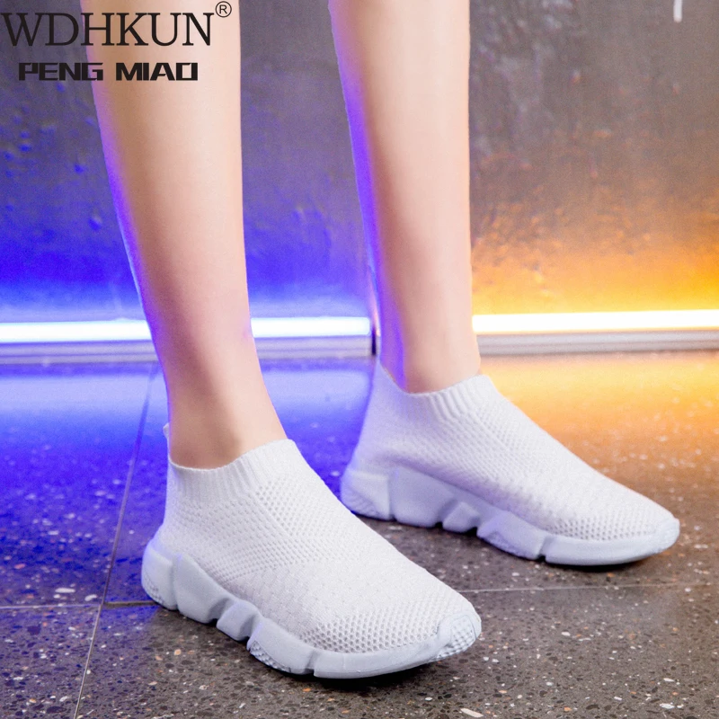 Women Shoes Knitting Sock Sneakers Women Spring Summer Slip On Flat Shoes Women Plus Size Loafers Flats Walking Killen Harper