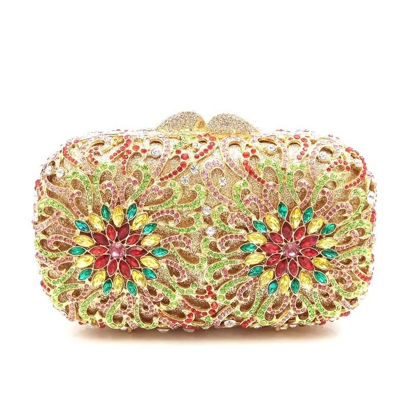 Хорошее качество, африканская женская вечерняя сумочка, роскошная Свадебная сумка с бриллиантами, элегантная Цветочная сумка с кристаллами - Color: Color 1