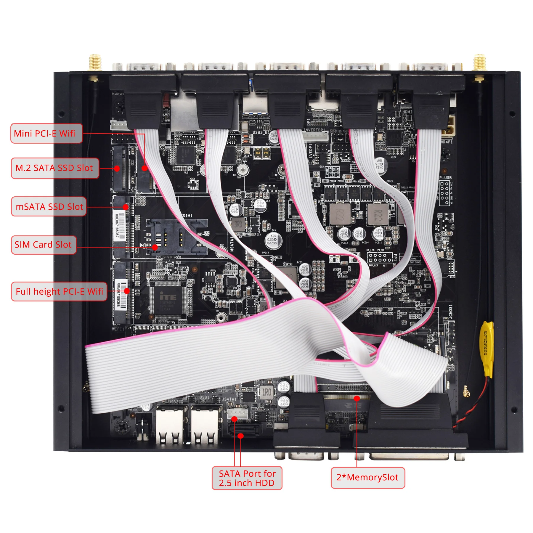 ITX промышленный мини настольный ПК Core i5 8250U i7 8550U поддержка трех дисплеев LPT печать