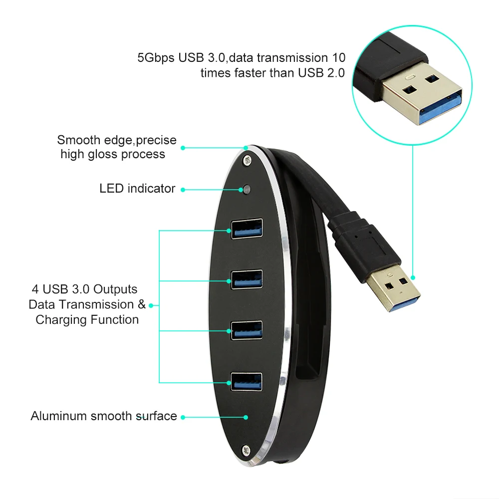 CHUYI USB 3,0 концентратор 4 порта usb зарядка концентратор Мини USB вхаб разветвитель адаптер для MacBook ПК Аксессуары для ноутбуков