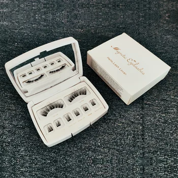 

3D Magnetic False Eyeashes 1 pair Reusable Handmade Natural Soft eye lashes extension lashes Acrylic Box with mirror