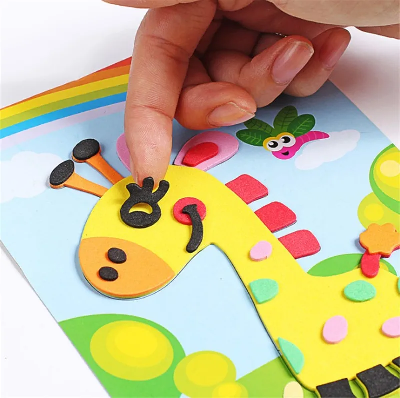 3D EVA пена стикер игра-головоломка DIY мультфильм животное обучающие игрушки для детей Дети мульти-узоры стили случайный отправка