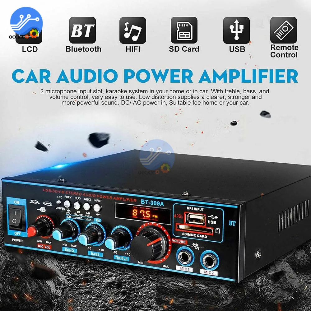 800W Bluetooth домашний усилитель высокой Мощность HIFI 12В/220 V дома Театр Аудио Цифровой FM радио USB SD с дистанционным управлением по Bluetooth Управление сабвуфер стерео