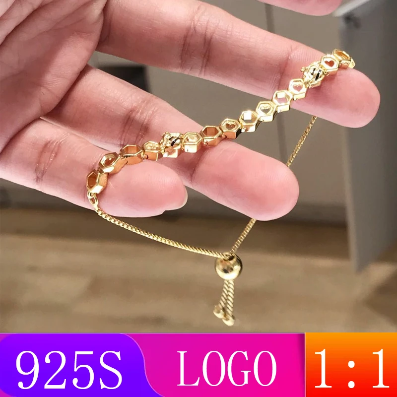 LISM [ ] Стерлинговое Серебро S925 Зима Новинка 1: 1 Золотая Пчела кисточкой тянуть браслет Мода дамы подарок DIY Оригинальное ювелирное изделие