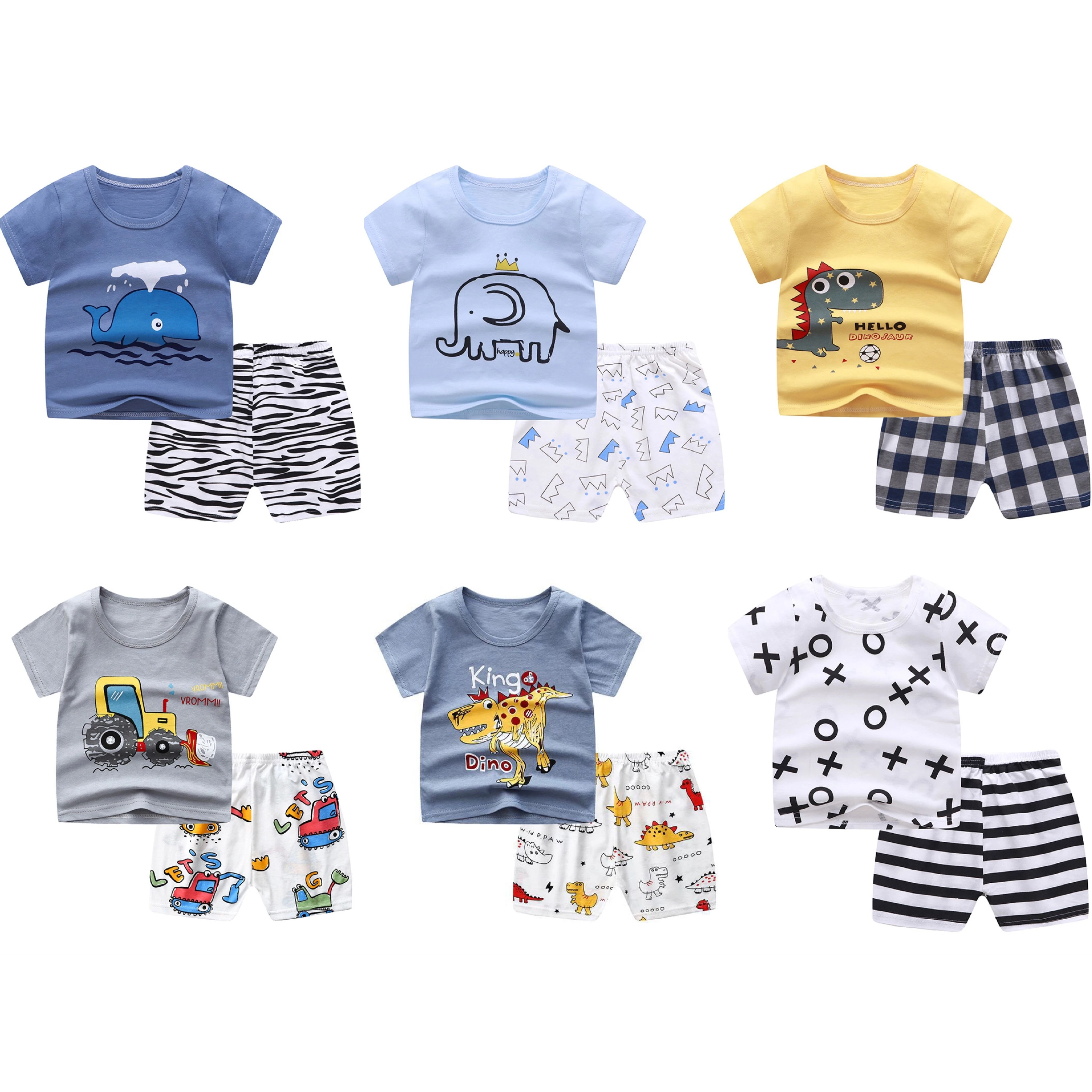 Summer New Arrival Children's Clothing Kids Short Sleeve Set Wholesale Boys Girls Brand T-shirt Shorts Two Sets Baby Cotton baby outfit matching set