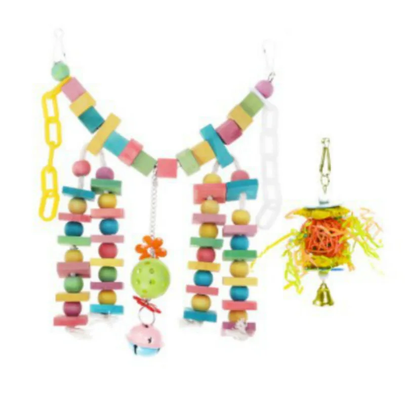 

Parrot Bite Toy Pet Bird Toys Rainbow Suspension Bridge Ladder Swing Stairs Brushed Ball 2-Piece Set