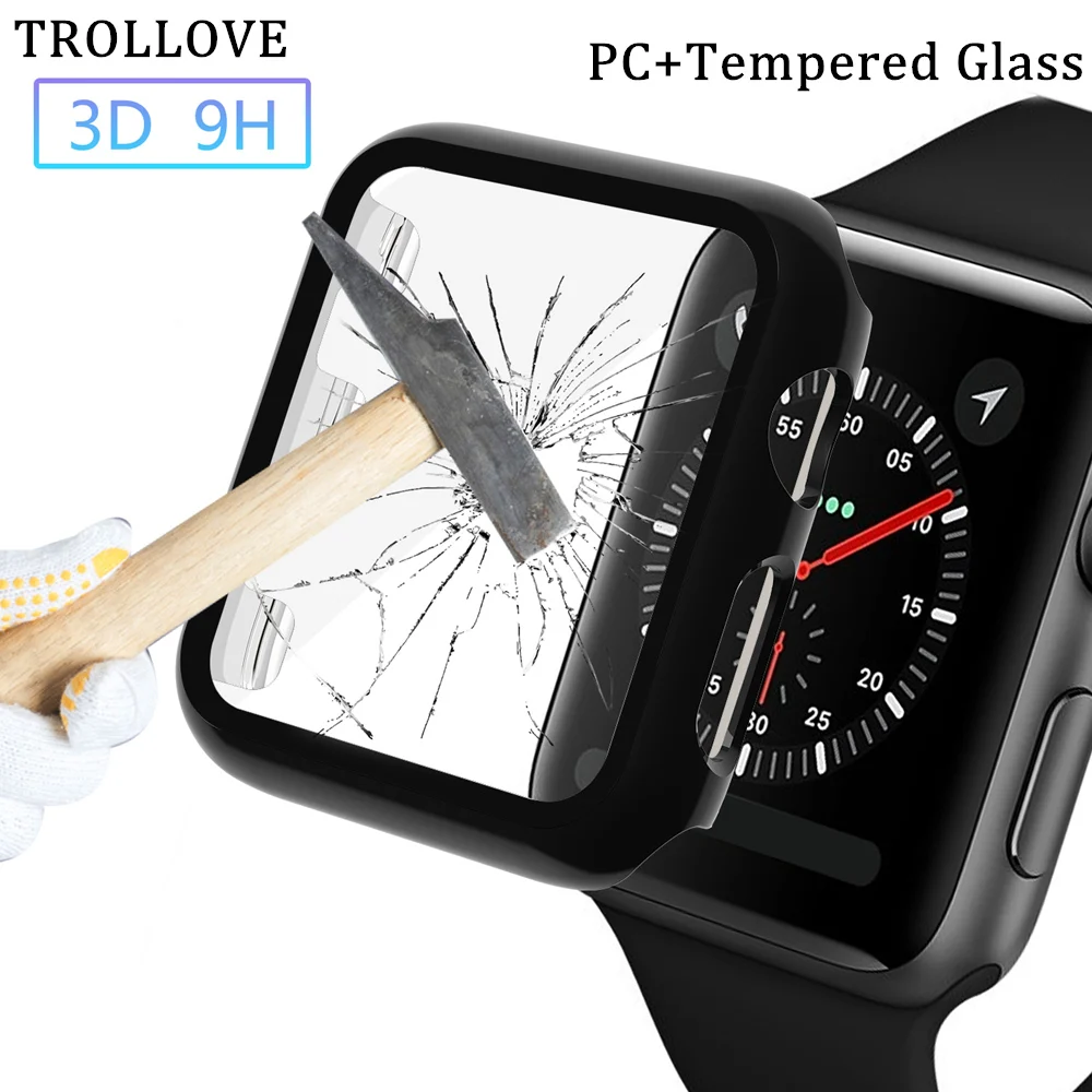Защитный чехол для Apple Watch iwatch 38 мм 42 мм корпус из поликарбоната+ 3D закаленное стекло жесткая универсальная защитная крышка серии 3 2