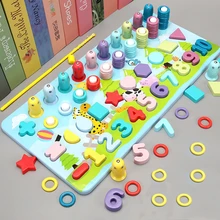 Jouets en bois Montessori Alphabet numérique fruits, Figure de circulation des animaux Puzzle correspondant planche préscolaire, jouets éducatifs pour enfants
