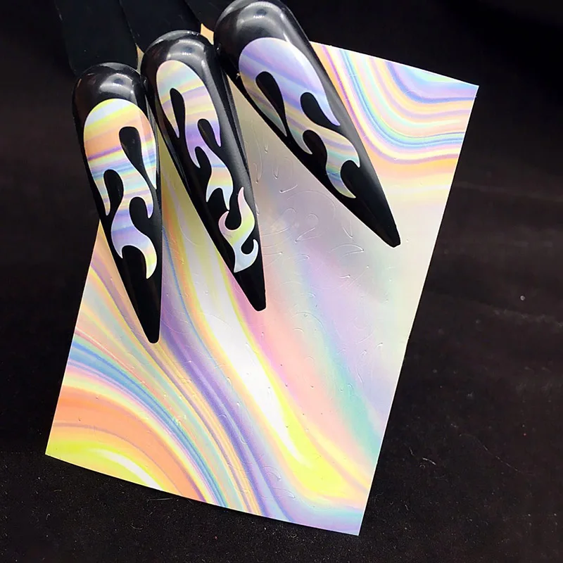 6 шт./компл. ленты нейл-арта Стикеры огненный дизайн 3D пламя Красочный модный DIY Nail Art Украшение Стикеры