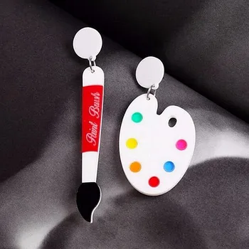 

New Fashion Brush Palette Acrylic Drop Earrings For Women Girls Creative Artist Palette Long Dangle Earrings Party Jewelry Gifts