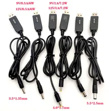 USB power boost line DC 5V to DC 9V / 12V Step UP Module USB Converter Adapter Cable 3.5*1.35mm 4.0*1.7mm 5.5*2.1mm Plug USB power boost line DC 5V to DC 9V / 12V Step UP Module USB Converter Adapter Cable 3.5*1.35mm 4.0*1.7mm 5.5*2.1mm Plug
