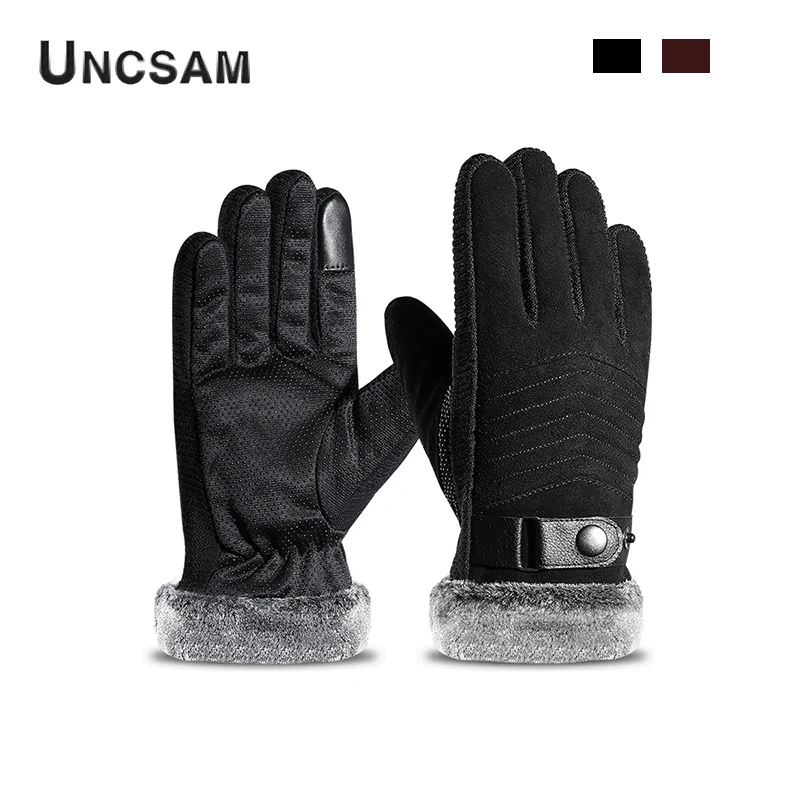 

K-01 Motorcycle Men's Winter Riding Gloves Pig Skin Windproof Cold Warm Thicken Plus Velvet Cotton Gloves