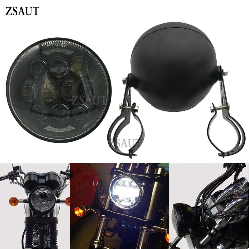

5.75 INCH led headlight Bulbs 5 3/4'' headlights housing bucket Mounting Bracket For Sportster, Iron 883, Dyna, Street Bob FXDB