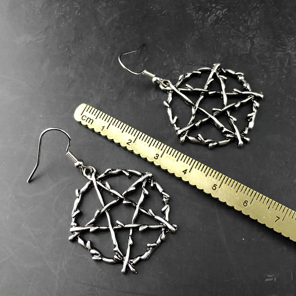 Drop Earrings Halloween Goth Pentagram Drop Earrings for Women Star Earring Punk Gothic Accessories Silver Color Women's Geometry Jewelry